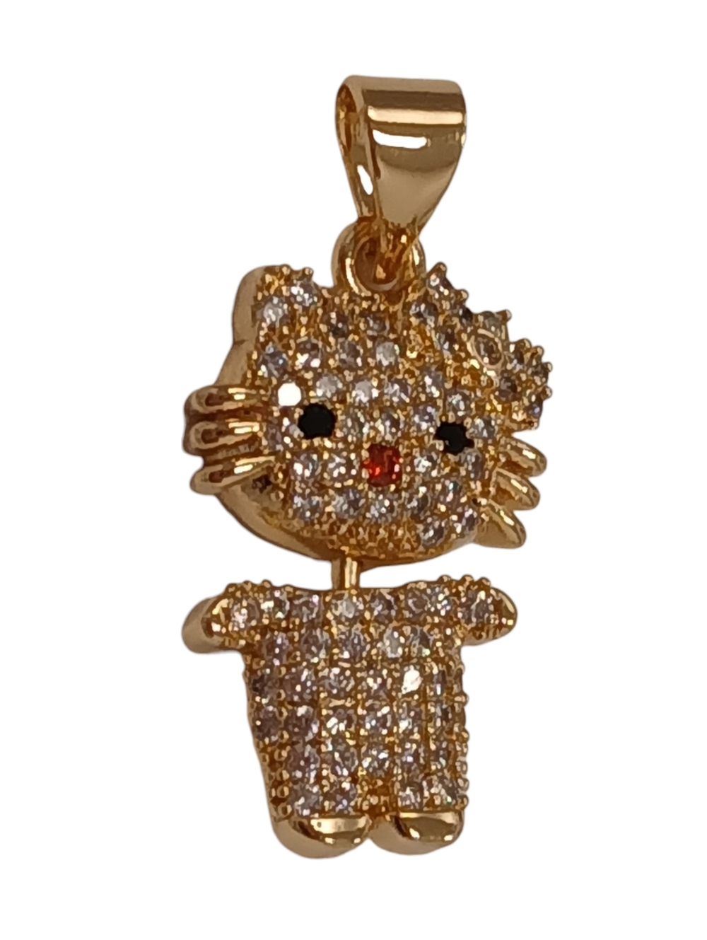 NEW! Micro 18k Gold Filled Crystal Hello Kitty Swivel Pendant Necklace Charm